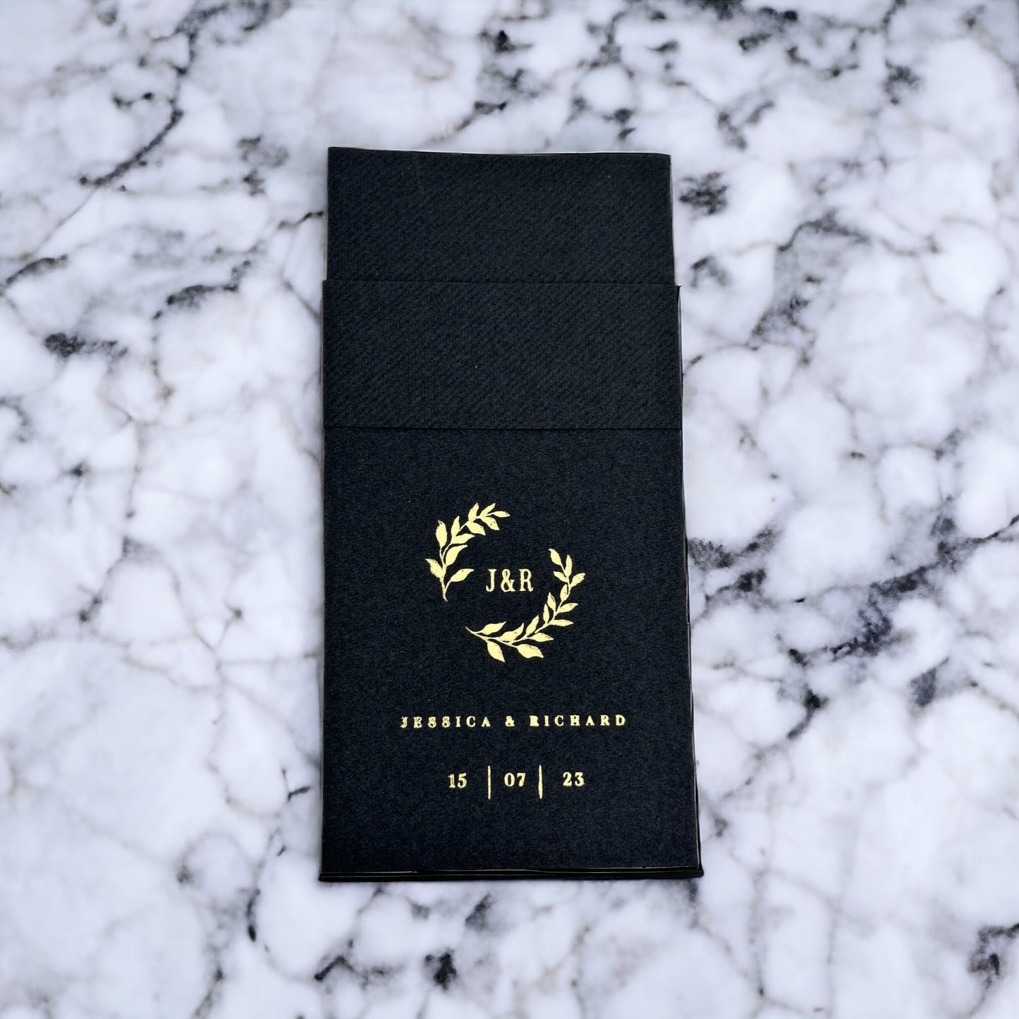 Personalized Pocket Wedding Napkins with Branch