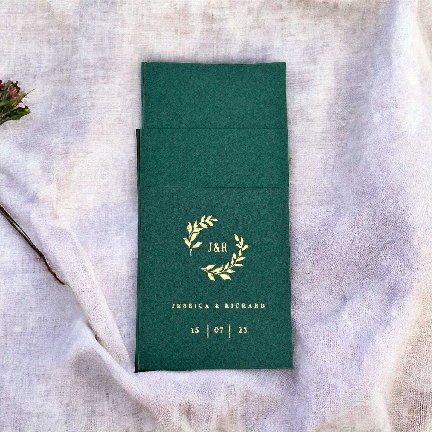 Personalized Pocket Wedding Napkins with Branch