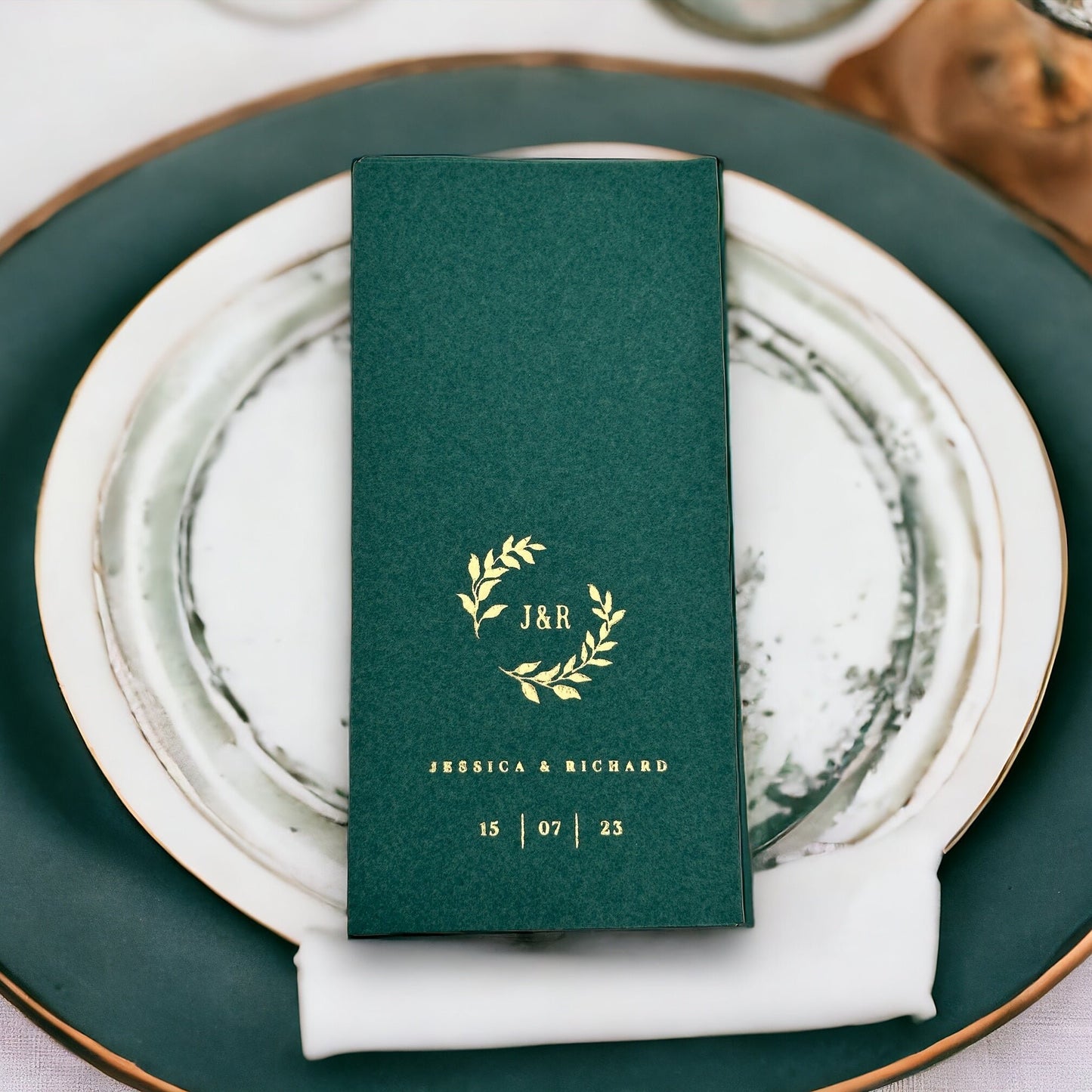 Personalized Wedding Napkins with Branch, Linen Like