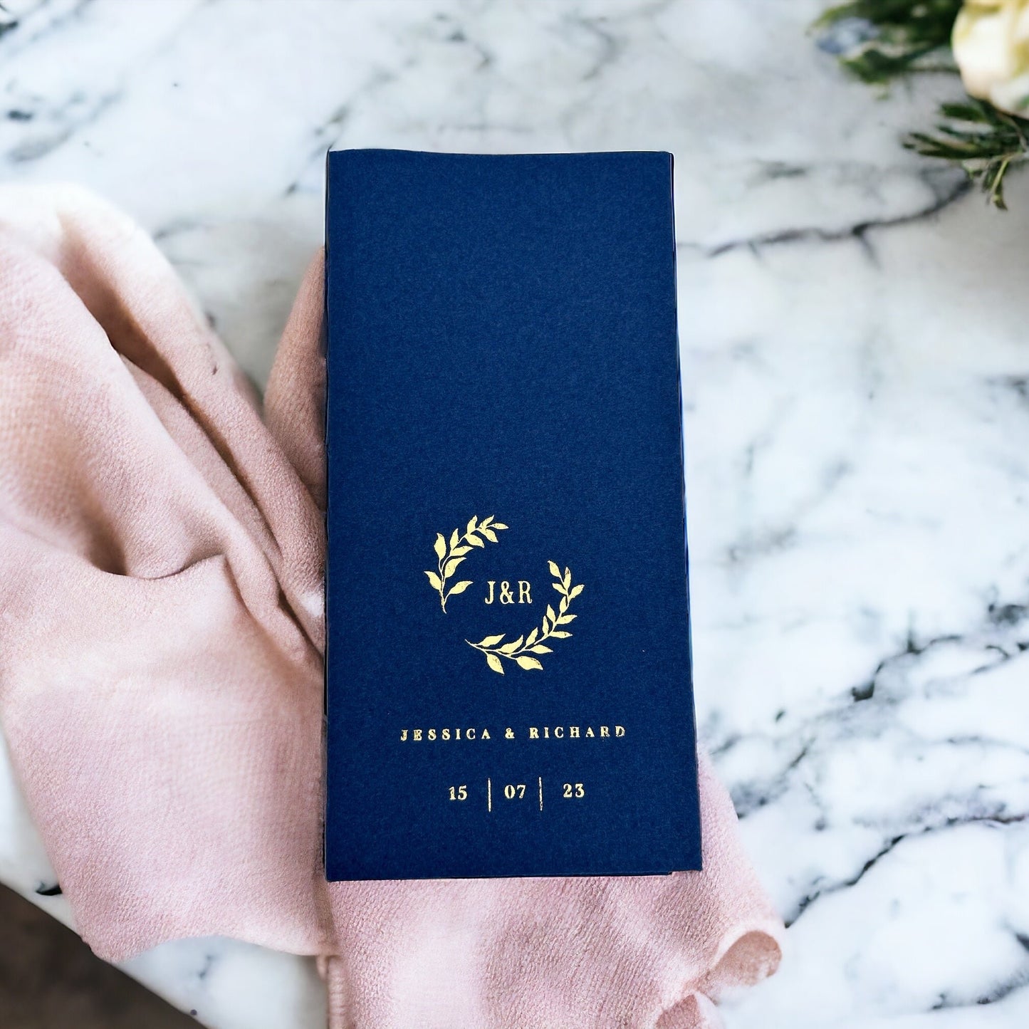 Personalized Wedding Napkins with Branch, Linen Like