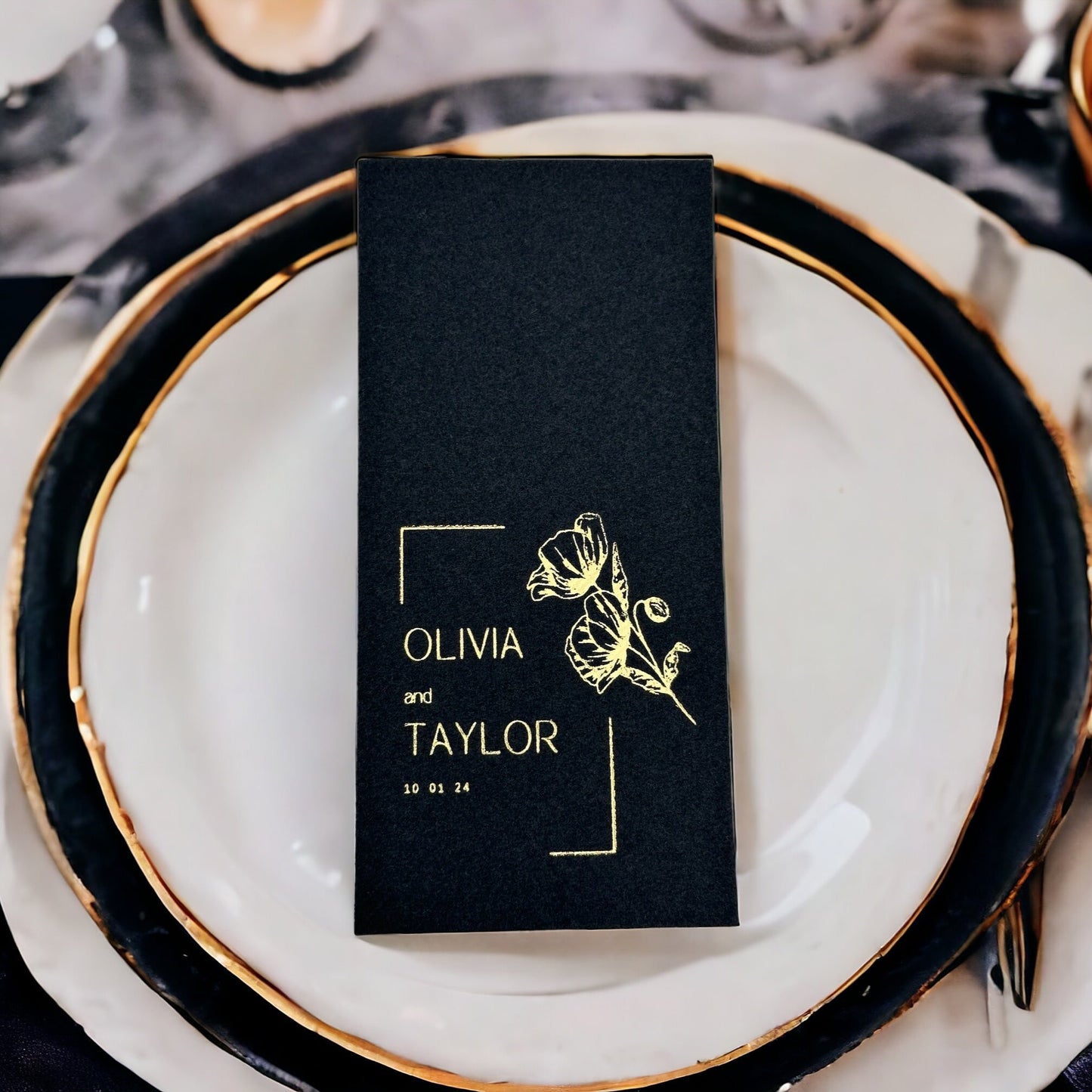 Book folded Name Personalized Wedding Napkins