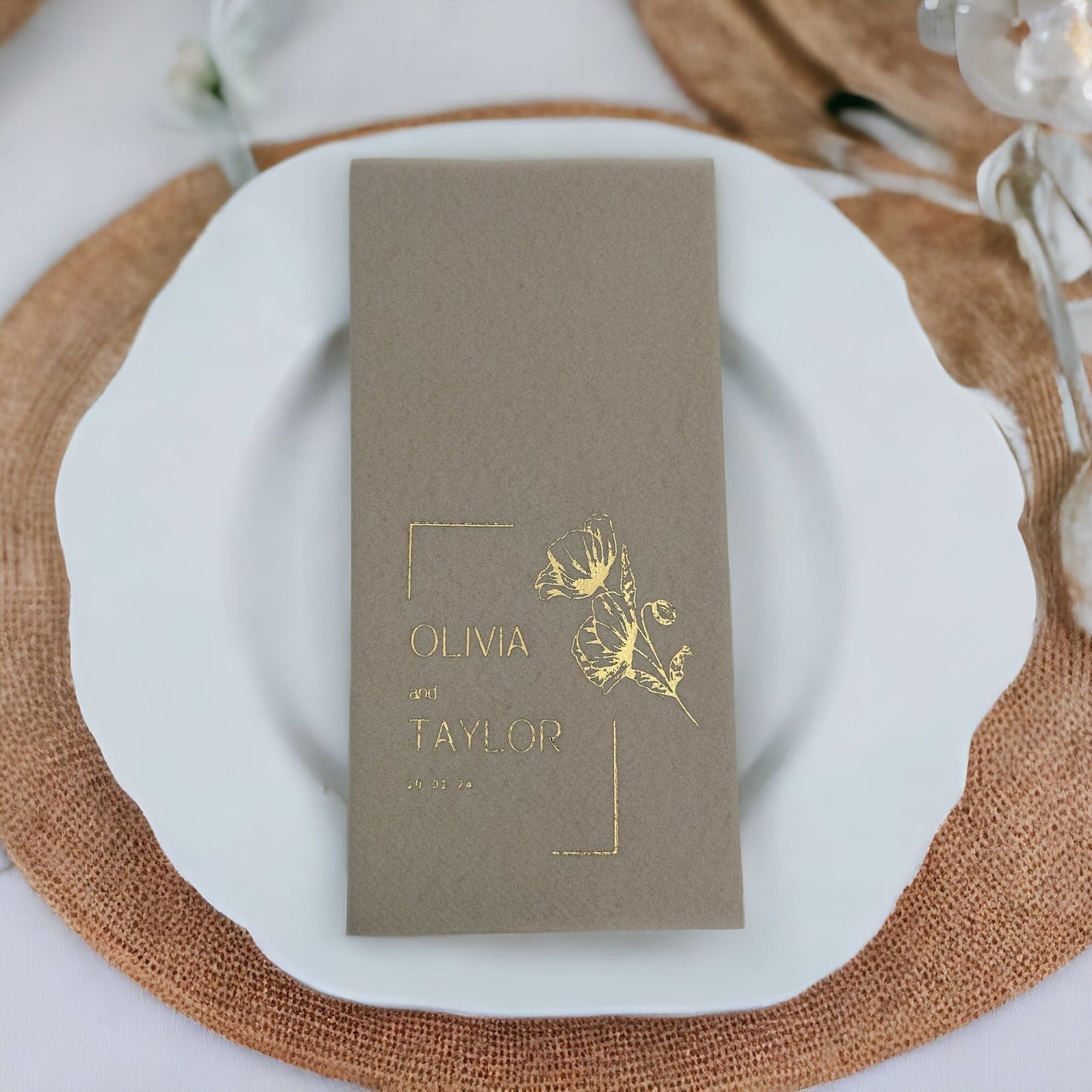 Book folded Name Personalized Wedding Napkins
