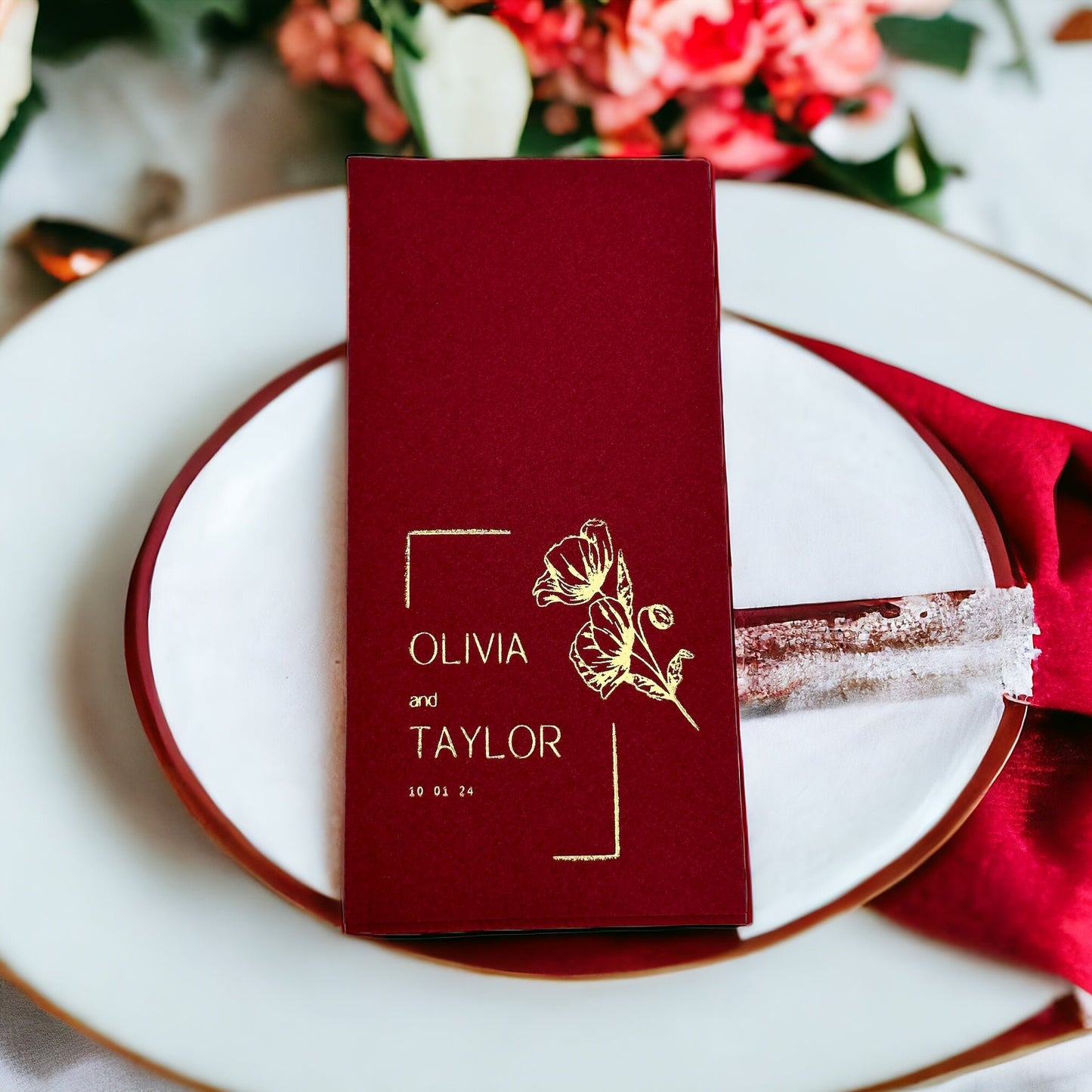 Book folded Name Personalized Wedding Napkins