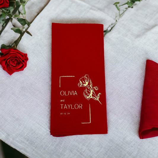 Book folded Name Personalized Wedding Napkins