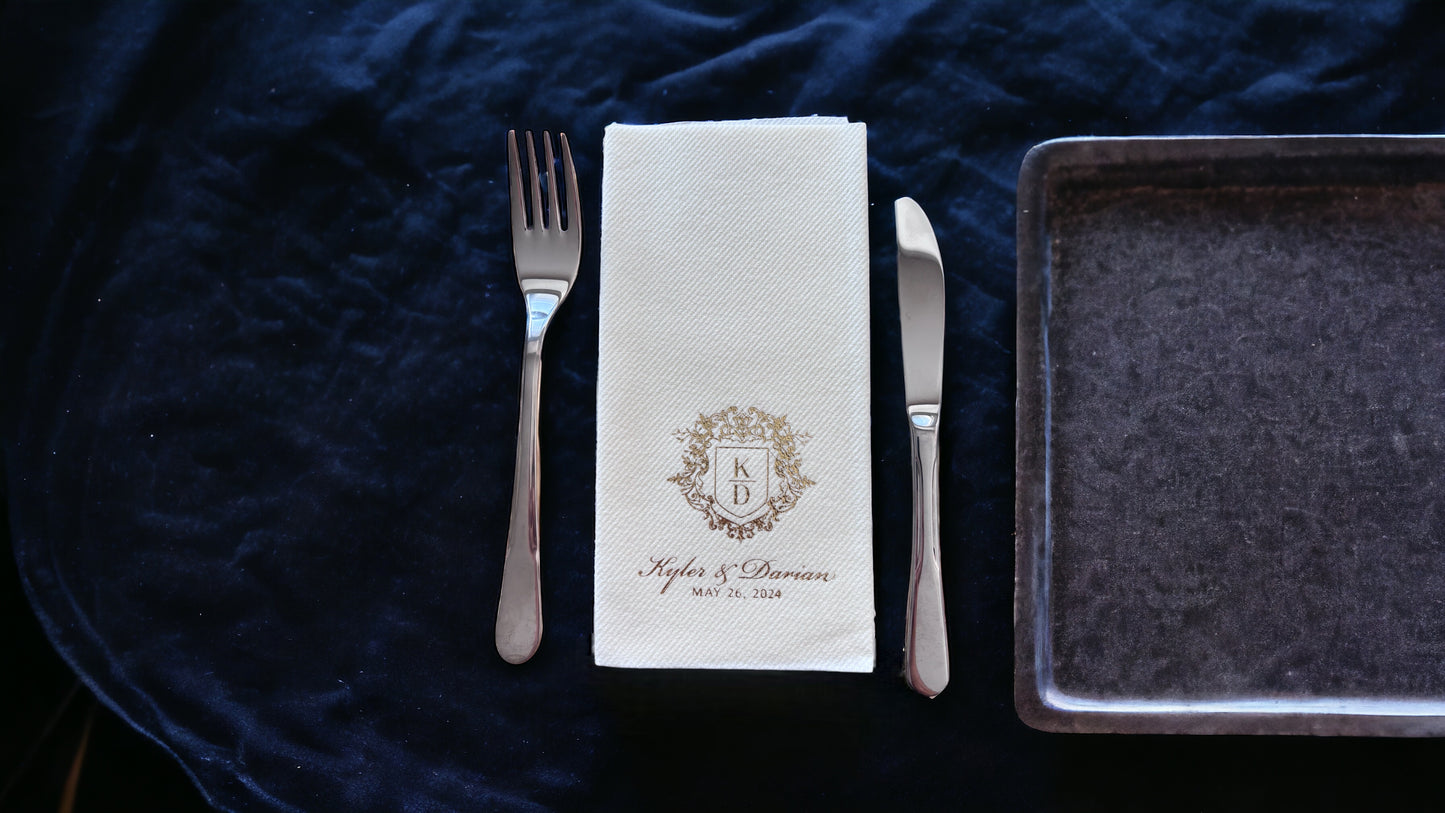 Two Letters Bookfold Napkins Personalized Wedding Napkins