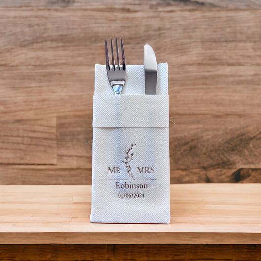 Personalized Pocket Wedding Napkins,MR MRS Wedding