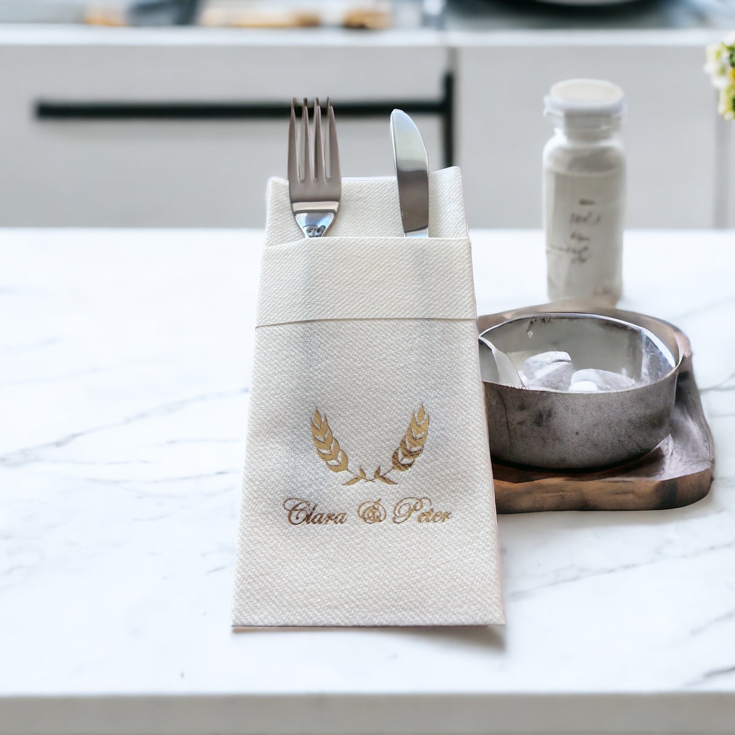 Personalized Wedding Napkins with Names Monogram