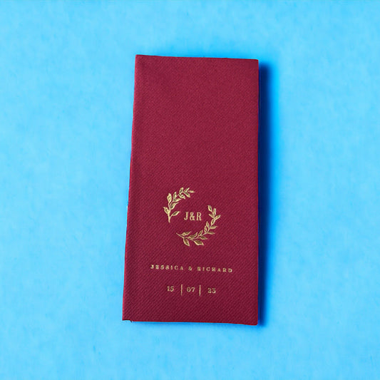 Personalized Wedding Napkins with Branch, Linen Like