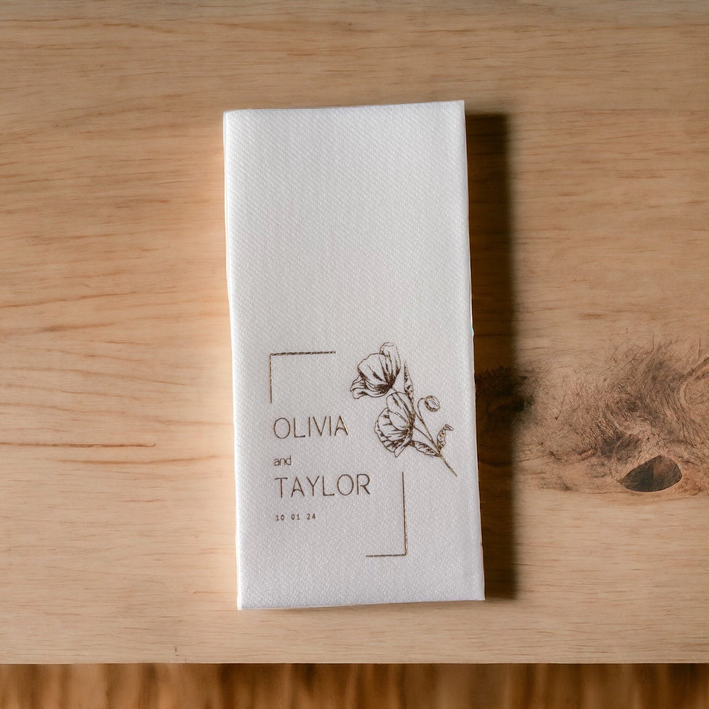 Book folded Name Personalized Wedding Napkins