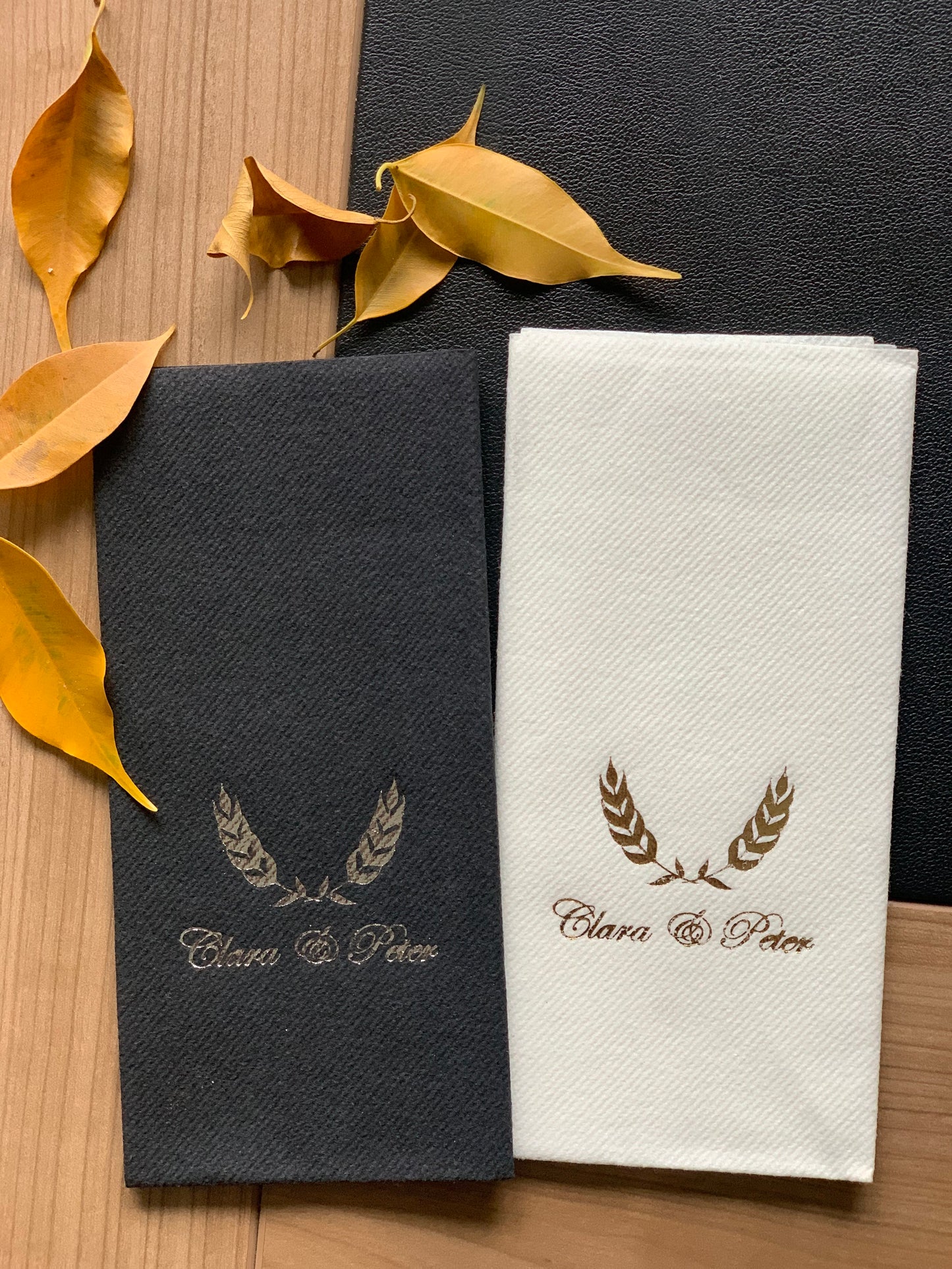 Bookfold CP Personalized Wedding Napkins, Wedding, Fabric Textured and Feels Like Linen, Servietten Hochzeit