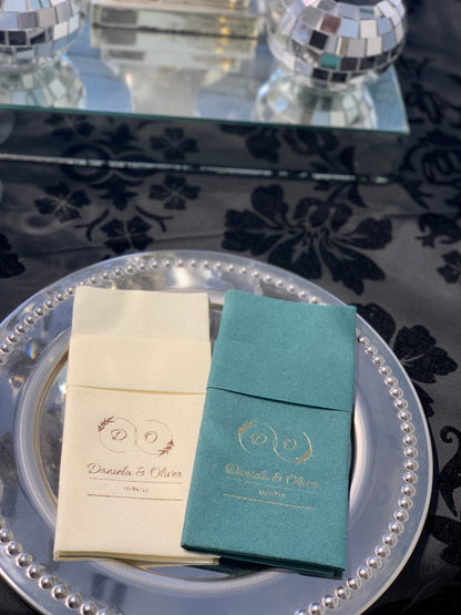 Personalized Pocket Wedding Napkins with Names and Letters