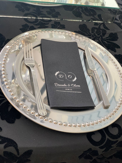 Personalized Wedding Napkins with Letters and Names, Linen Like