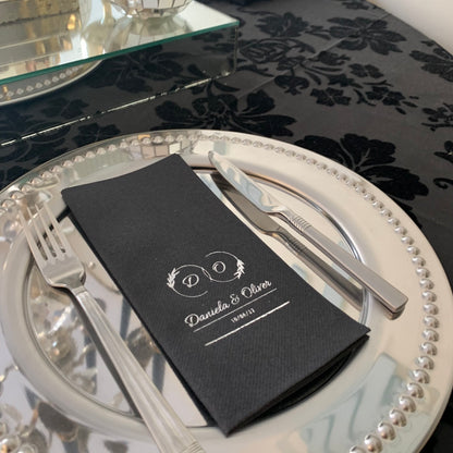 Personalized Wedding Napkins with Letters and Names, Linen Like
