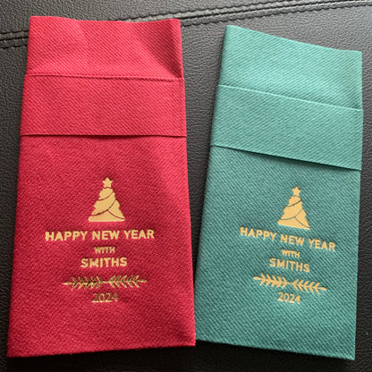 Personalized Christmas Pocket Napkins, Christmas Tree Napkin,