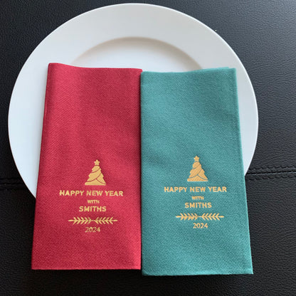Personalized Christmas Napkins with Surname, Christmas Tree Napkin