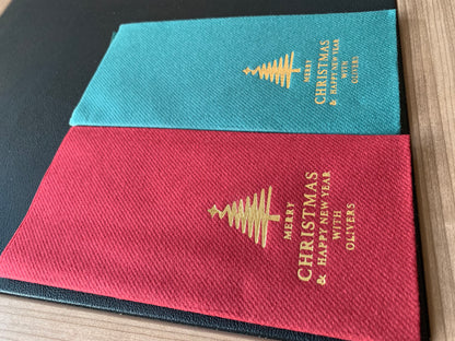 Personalized Christmas Napkins, Christmas Tree Napkin Bookfolded