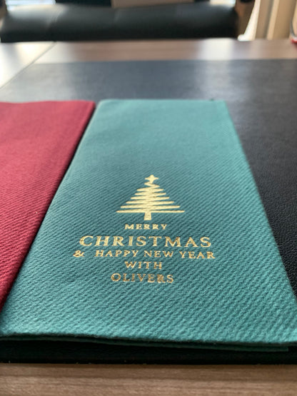 Personalized Christmas Napkins, Christmas Tree Napkin Bookfolded