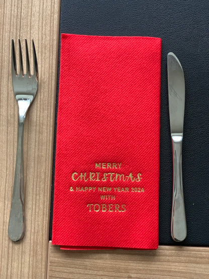 Personalized Christmas Napkins, Linen Like