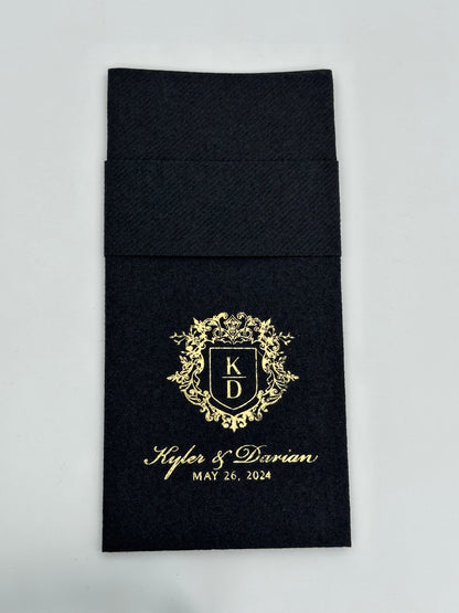 Personalized Pocket Wedding Napkins, Wedding, Feels Like Linen Monogram