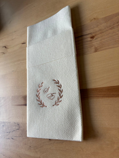 Personalized Wedding Pocket Napkins, with Letters and Branch