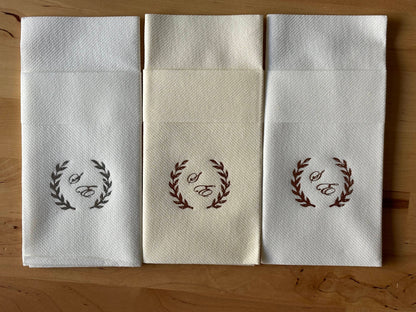 Personalized Wedding Pocket Napkins, with Letters and Branch
