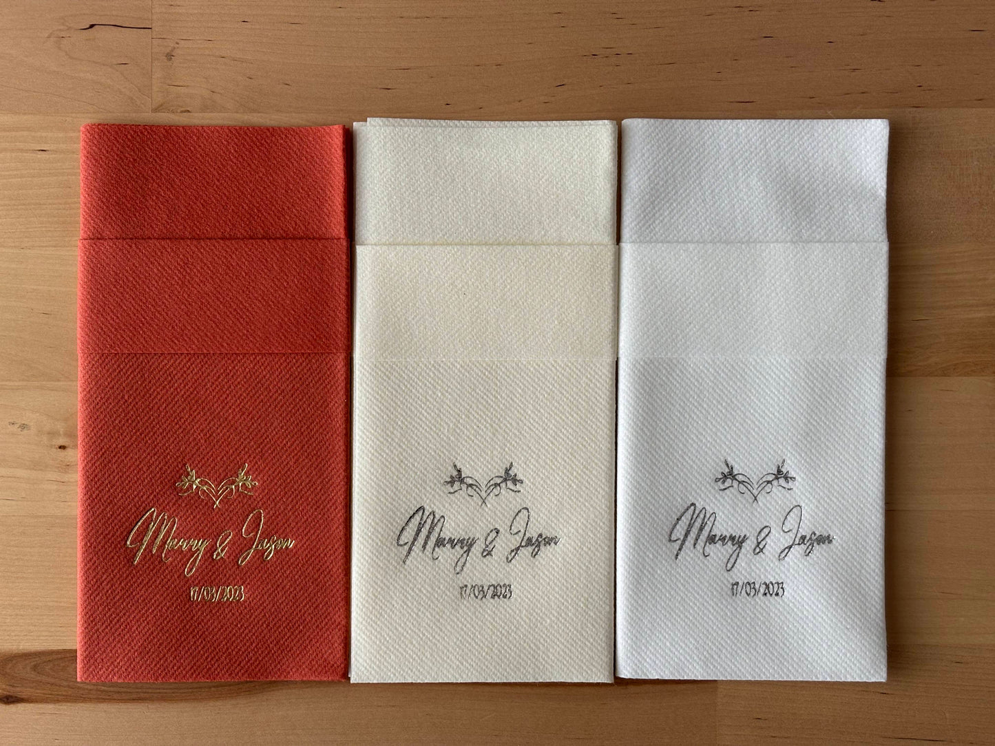 50 PCS Personalized Wedding Pocket Napkins, Wedding, Fabric Textured and Feels Like Linen, Servietten