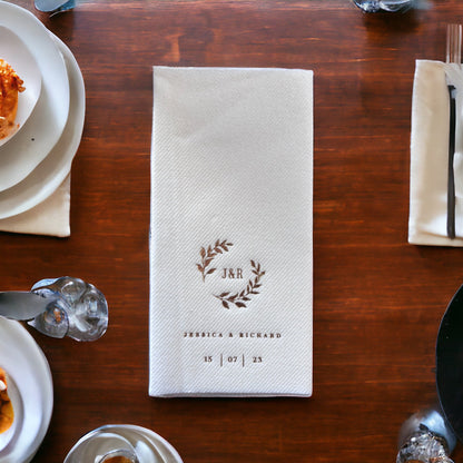 Personalized Wedding Napkins with Branch, Linen Like