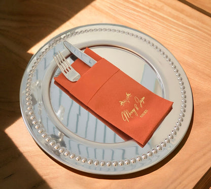 Personalized Wedding Pocket Napkins, Wedding, Fabric Textured and Feels Like Linen, Servietten