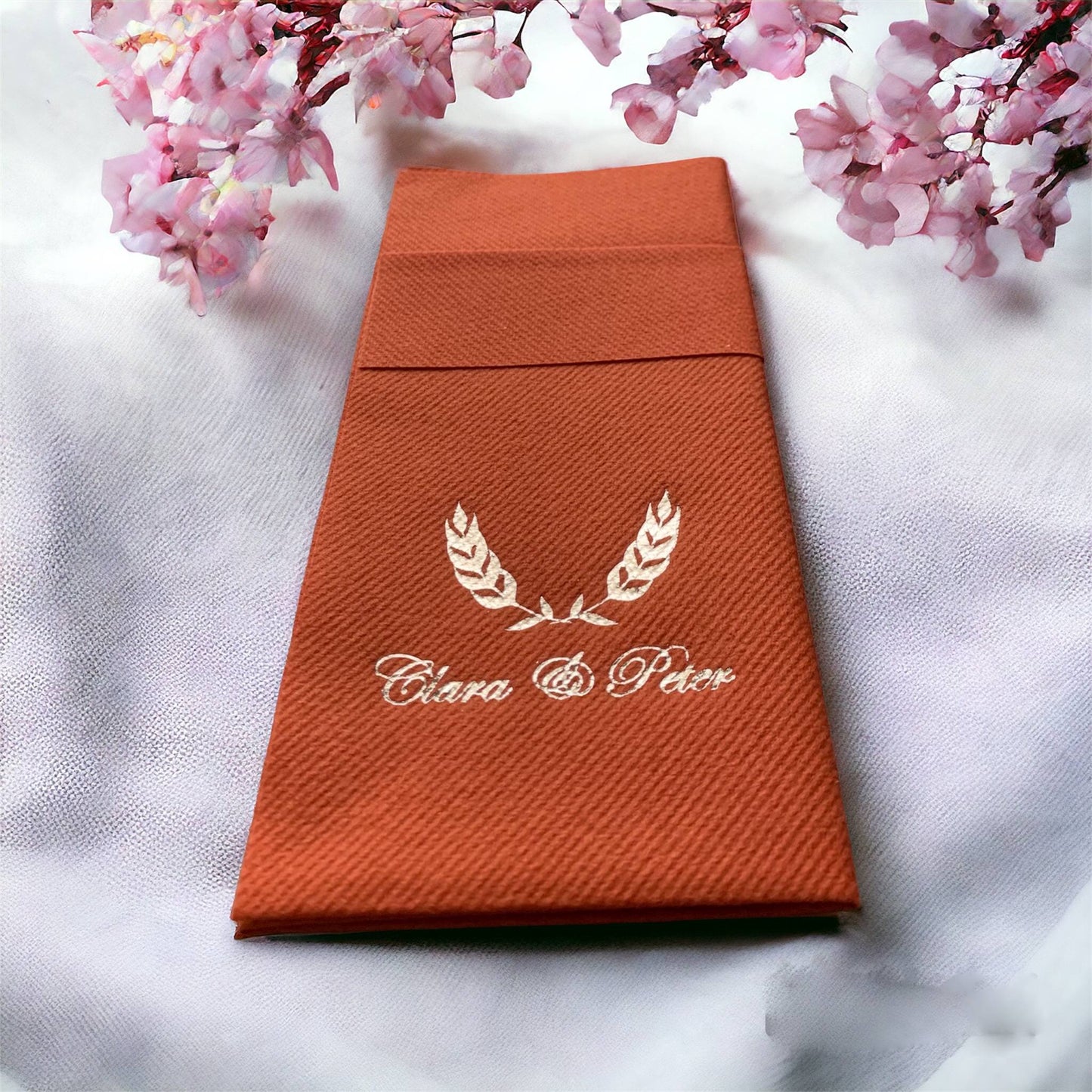 50 Pcs Personalized Wedding Napkins, Wedding, Fabric Textured and Feels Like Linen, Servietten Hochzeit, Pocket Napkin