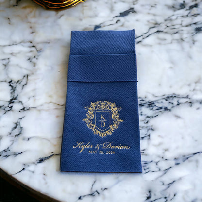 Personalized Pocket Wedding Napkins, Wedding, Feels Like Linen Monogram