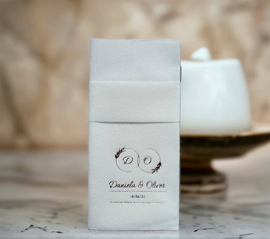 50 Pcs Personalized Wedding Napkins, Wedding, Fabric Textured and Feels Like Linen, Servietten Hochzeit, Pocket Napkin