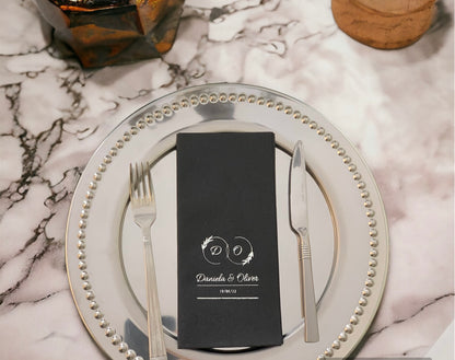 Personalized Wedding Napkins with Letters and Names, Linen Like