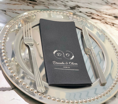 Personalized Wedding Napkins with Letters and Names, Linen Like