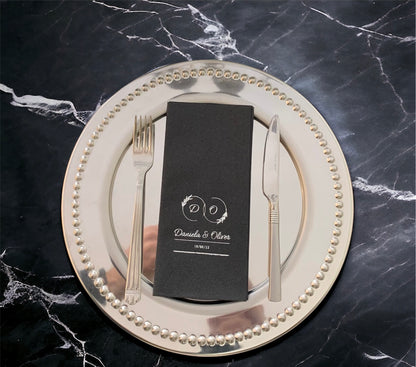 Personalized Wedding Napkins with Letters and Names, Linen Like