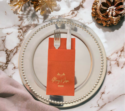 Personalized Wedding Pocket Napkins, Wedding, Fabric Textured and Feels Like Linen, Servietten