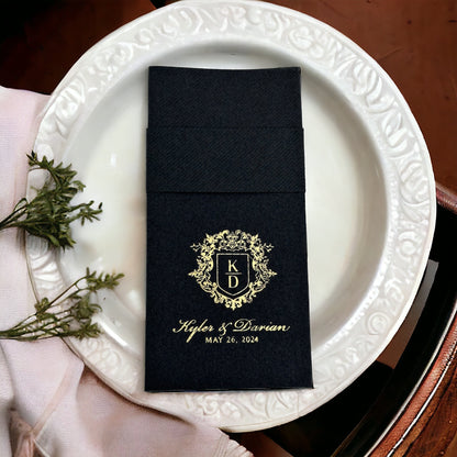 Personalized Pocket Wedding Napkins, Wedding, Feels Like Linen Monogram