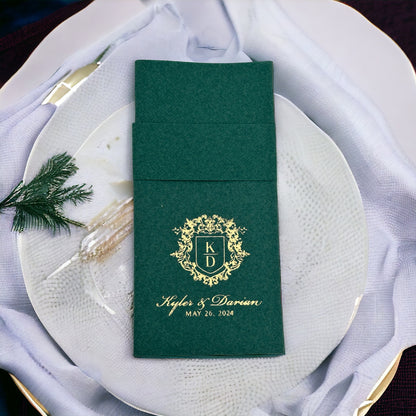Personalized Pocket Wedding Napkins, Wedding, Feels Like Linen Monogram