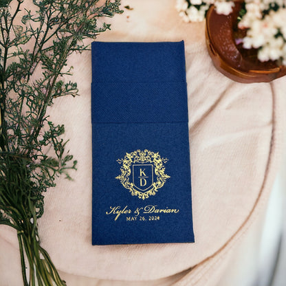 Personalized Pocket Wedding Napkins, Wedding, Feels Like Linen Monogram