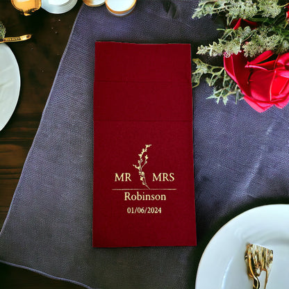 Personalized Pocket Wedding Napkins,MR MRS Wedding