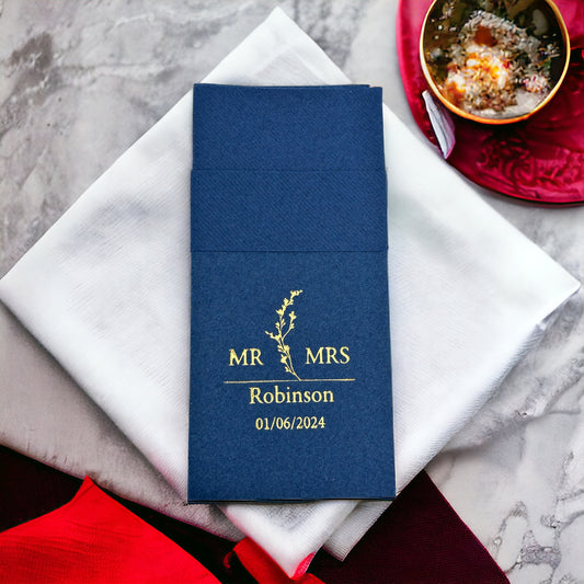 50 Pcs Personalized Wedding Napkins,MR MRS Wedding, Fabric Textured and Feels Like Linen, Servietten Hochzeit Service Napkin