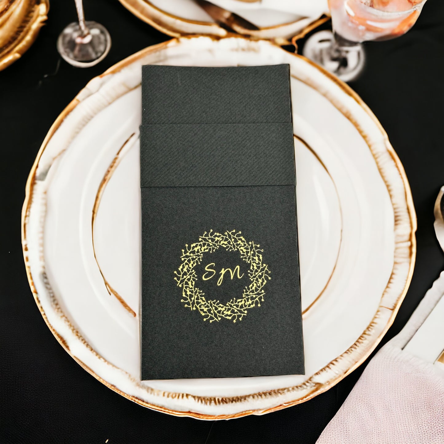 50 Pcs Personalized Wedding Napkins, Wedding, Fabric Textured and Feels Like Linen, Servietten Hochzeit, Pocket Napkin