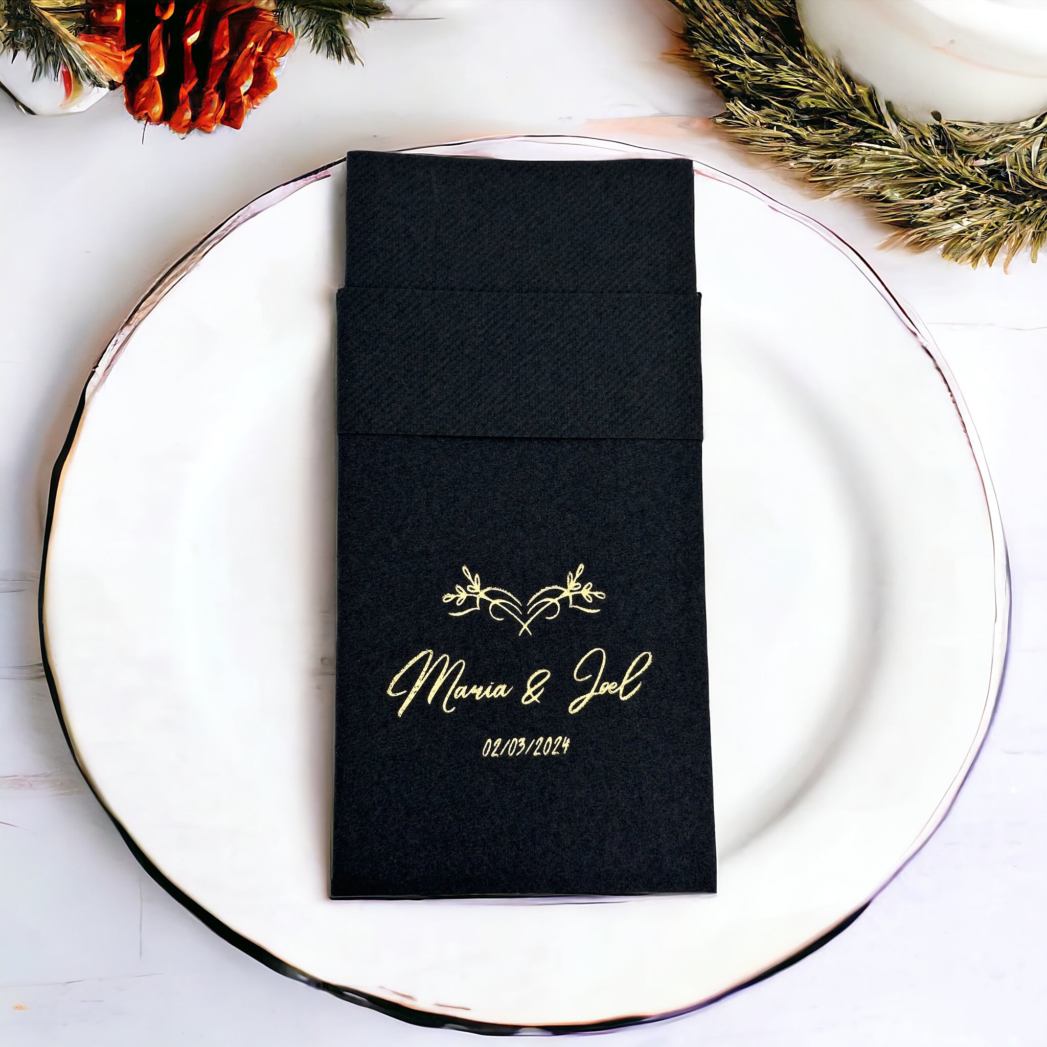 100 pcs + Personalized Luncheon selling Napkins - Double Happiness Wedding Design Napkins - MAE58DE