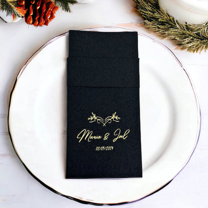 Personalized Wedding Pocket Napkins, Wedding, Fabric Textured and Feels Like Linen, Servietten