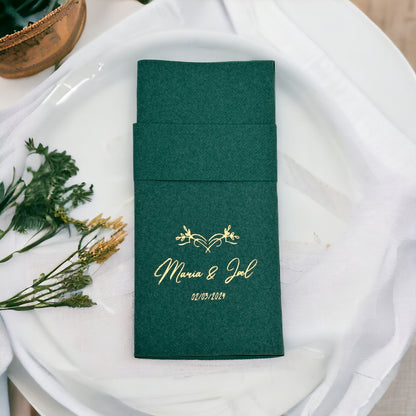 Personalized Wedding Pocket Napkins, Wedding, Fabric Textured and Feels Like Linen, Servietten