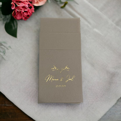 Personalized Wedding Pocket Napkins, Wedding, Fabric Textured and Feels Like Linen, Servietten