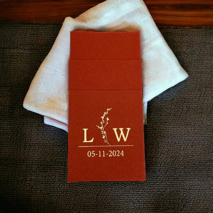 Personalized Wedding Napkins With Branch and Letter, Linen Like