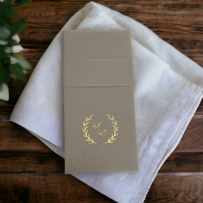 Personalized Wedding Pocket Napkins, with Letters and Branch