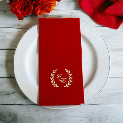 Personalized Wedding Pocket Napkins, with Letters and Branch