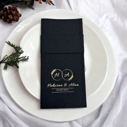 Personalized Pocket Wedding Napkins with Names and Letters