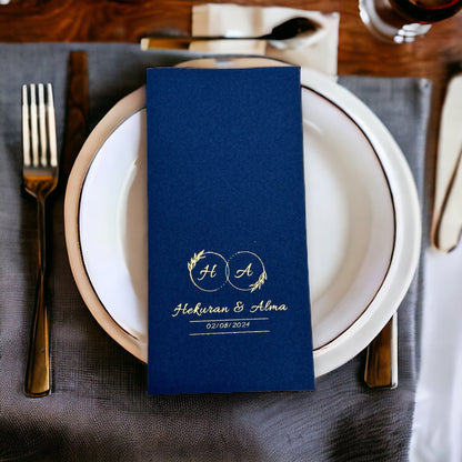 Personalized Wedding Napkins with Letters and Names, Linen Like